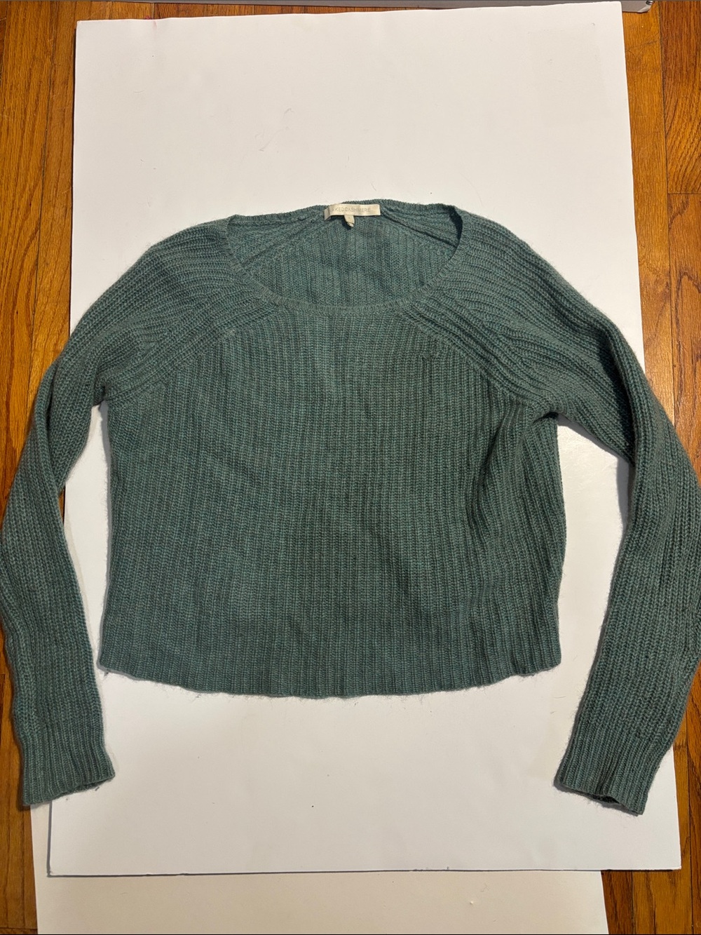 NakedCashmere Teal Ribbed scoop neck Sweater